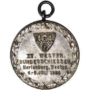 RRR-, Medal 1924, Srebro 31,5 mm, Malbork, strzelecki, bardzo rzadki