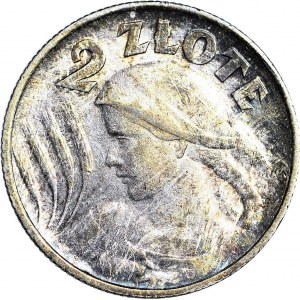 2 złote 1924 Żniwiarka, literka H (Birmingham), cienka szyja, ok. mennicza