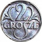 2 grosze 1930, mennicze, rzadki rocznik, kolor BN