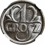 1 grosz 1936, menniczy, kolor BN