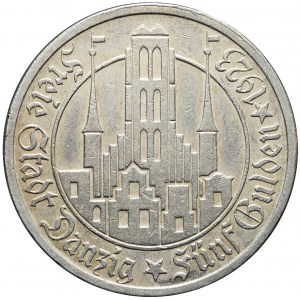 Wolne Miasto Gdańsk, 5 guldenów 1923, Kościół Mariacki