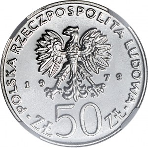 50 złotych 1979, Mieszko I półpostać, typ nie wprowadzony, PRÓBA, nikiel
