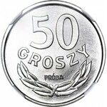 50 groszy 1986, PRÓBA, nikiel, przebity napis PRÓBA