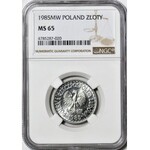 RRR-, 1 złoty 1985, mennicze, zdwojenie rysunku stempla REWERSU! - DOUBLE DIE