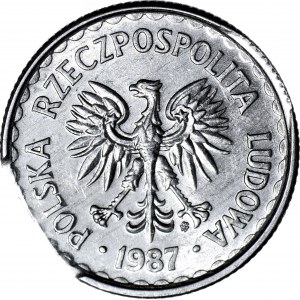 R-, 1 złoty 1987, DESTRUKT, końcówka blachy, menniczy
