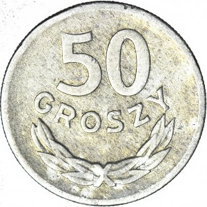 R-, 50 groszy 1968, rzadki rocznik, DESTRUKT, ODWROTKA 180 stopni