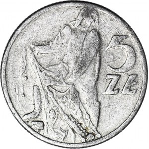 R-, 5 złotych 1959 Rybak, fałszerstwo z epoki w aluminium, FANTAZYJNE KSZTAŁTY