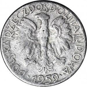 R-, 5 złotych 1959 Rybak, fałszerstwo z epoki w aluminium