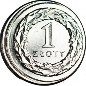 R-, 1 złoty 2017, DESTRUKT, przesunięcie bicia