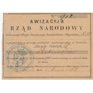 RR-, Powstanie Styczniowe 1864, Rząd Narodowy, Awizacyja 15 złotych