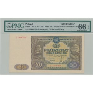 50 złotych 1946 ser. S 0000000 - ekstremalnie rzadki, numeracja zerowa bez nadruków