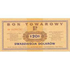 Pewex Bon Towarowy 20 dolarów 1969, ser. Eh