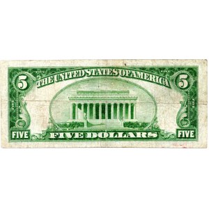 USA, 5 dollars 1929, National Currency, Brooklyn, New York, #9219