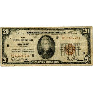 USA, 20 dollars 1929, National Currency, Federal Reserve, New York