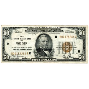 USA, 50 dollars 1929, National Currency, Federal Reserve, New York