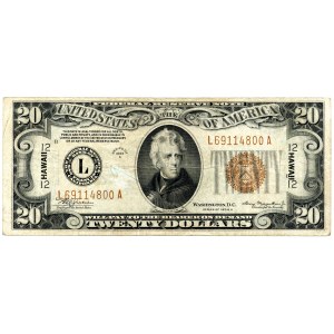 RR-, USA, 20 dollars 1934, Hawaii, Federal Reserve Note, bardzo rzadkie