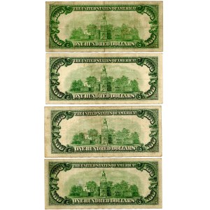 USA, Zestaw czterech banknotów obiegowych 100 dollars