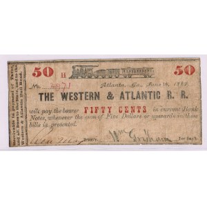 50 centów - 1862 Western & Atlantic Rail Road - Atlanta, GEORGIA