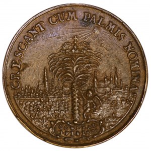 Medal na pamiątkę koronacji pary królewskiej, 1676, autorstwa Jana Höhna młodszego, Gdańsk - odlew w brązie