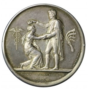 Medal z 1807 roku autorstwa Andrieu’a i Denon’a wybity z okazji zdobycia Gdańska przez wojska Napoleona i ustanowienia Wolnego Miasta - w srebrze !