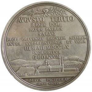 Medal z 1760 r. wybity z okazji stulecia pokoju oliwskiego