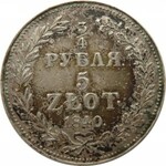 Mikołaj I, 3/4 rubla/5 złotych 1840 MW, Warszawa, bardzo ładny egzemplarz