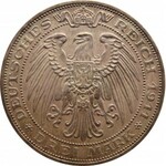 Niemcy, Prusy, Wilhelm II, 3 marki 1911 A, Berlin, 100-lecie Uniwersytetu we Wrocławiu UNC-