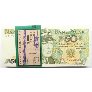 Polska, PRL, paczka bankowa 50 złotych 1988, seria HF