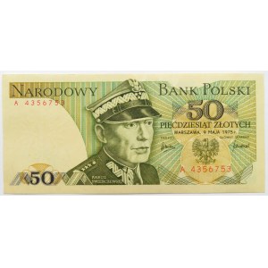 Polska, PRL, 50 złotych 1975, seria A - pierwsza seria, UNC-