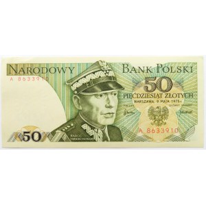 Polska, PRL, 50 złotych 1975, seria A - pierwsza seria, UNC