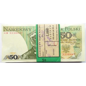 Polska, PRL, paczka bankowa 50 złotych 1988, seria HW