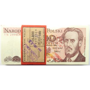 Polska, PRL, paczka bankowa 100 złotych 1988, seria TN
