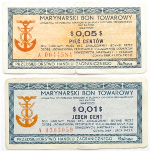 Polska, PRL, Baltona, lot bonów 1 i 5 centów 1973, seria A