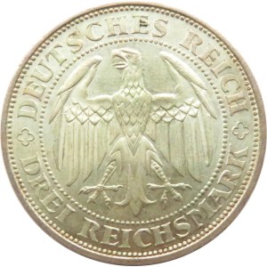 Niemcy, Republika Weimarska, 3 marki 1929 E, Drezno, Meissen, piękne