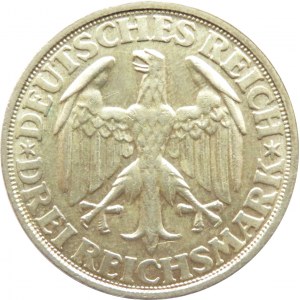 Niemcy, Republika Weimarska, 3 marki 1928 D, Monachium, DINKELSBUHL, rzadkie