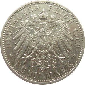 Niemcy, Bawaria, Otto 5 marek 1900 D, Monachium
