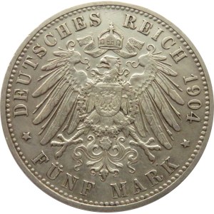 Niemcy, Bawaria, Otto 5 marek 1904 D, Monachium