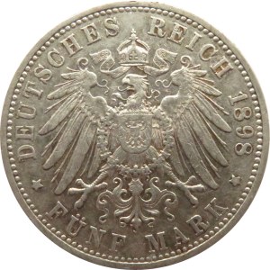 Niemcy, Badenia, Fryderyk, 5 marek 1898 G, Karlsruhe