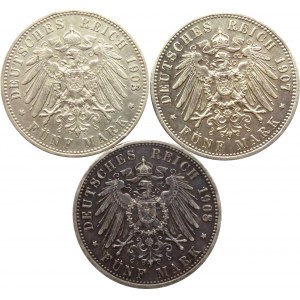 Niemcy, Prusy, Wilhelm II, lot 5 marek 1903-1908 A, Berlin