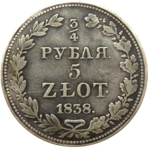 Mikołaj I, 3/4 rubla/5 złotych 1838 MW, Warszawa