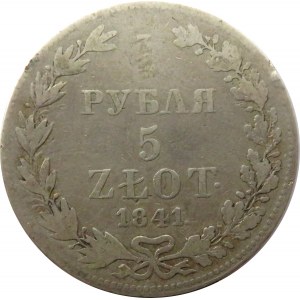 Mikołaj I, 3/4 rubla/5 złotych 1841 MW, Warszawa, rzadszy rocznik