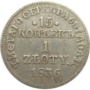 Mikołaj I, 15 kopiejek/1 złoty 1836 MW, Warszawa