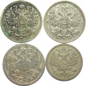 Rosja, Aleksander II, lot srebrnych kopiejek, od 10-15 kopiejek, Petersburg