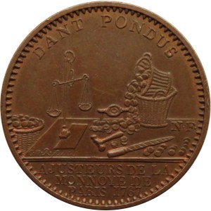 Francja, Administracja Walutowa, żeton 1767, miedź, UNC
