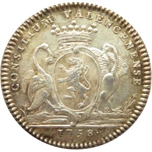 Francja, Ludwik XV, żeton 1758, Consilium Valencenense, srebro