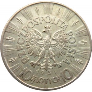 Polska, II RP, Józef Piłsudski 10 złotych 1934, Warszawa, rzadszy rocznik