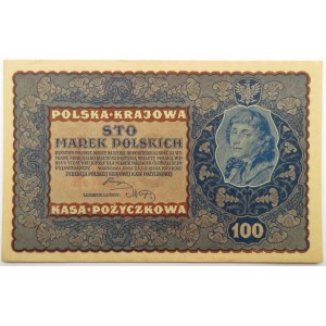Polska, II RP, 100 marek 1919, IH serja W, UNC