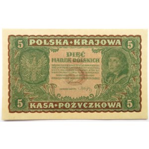 Polska, II RP, 5 marek 1919, II seria DV, UNC