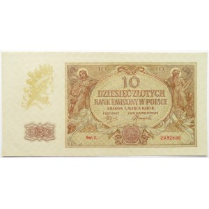 Polska, Generalna Gubernia, 10 złotych 1940, seria L, UNC