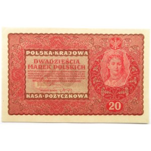 Polska, II RP, 20 marek 1919, II seria M, UNC
